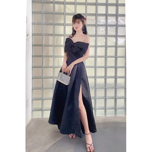 ĐẦM XOÈ RỚT VAI NƠ SẺ ĐÙI