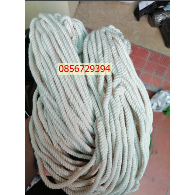 Dây thừng macrame se cotton, dây thừng trang trí dây 5mm màu ngà