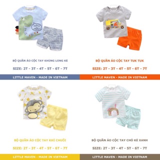 Little maven combo 2 bộ cộc tay cho bé trai, bé gái