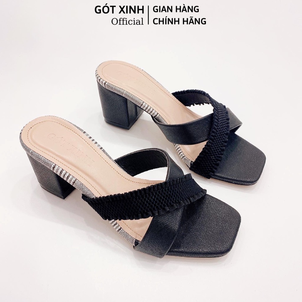 Dép Cao Gót Thời Trang Gót Xinh GX148 Mũi Vuông Quai Chéo Dễ Thương Cao 5cm