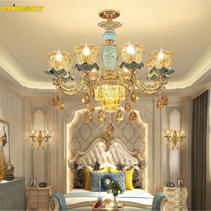 Đèn chùm MONSKY UYER 8 tay hiện đại trang trí nội thất sang trọng - kèm bóng LED chuyên dụng - VIDEO THẬT 100%.