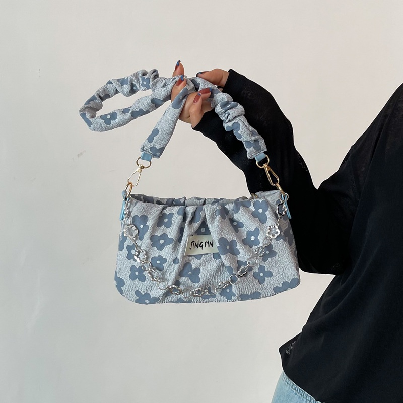 Túi đeo vai JASMIN NOIR vải canvas phối chuỗi dây xích phong cách boho thời trang dành cho nữ