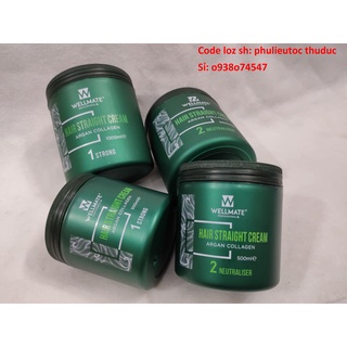 Cặp duỗi tóc Wellmate Argan Collagen xanh lá đậm 500ml 1000ml