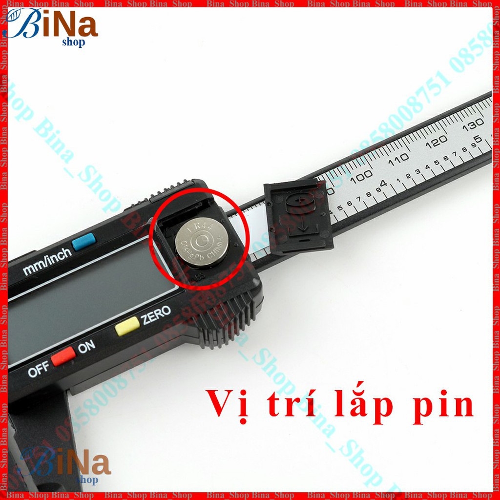 Thước kẹp điện tử nhựa 10cm/15cm kèm pin, hộp nhựa mua riêng