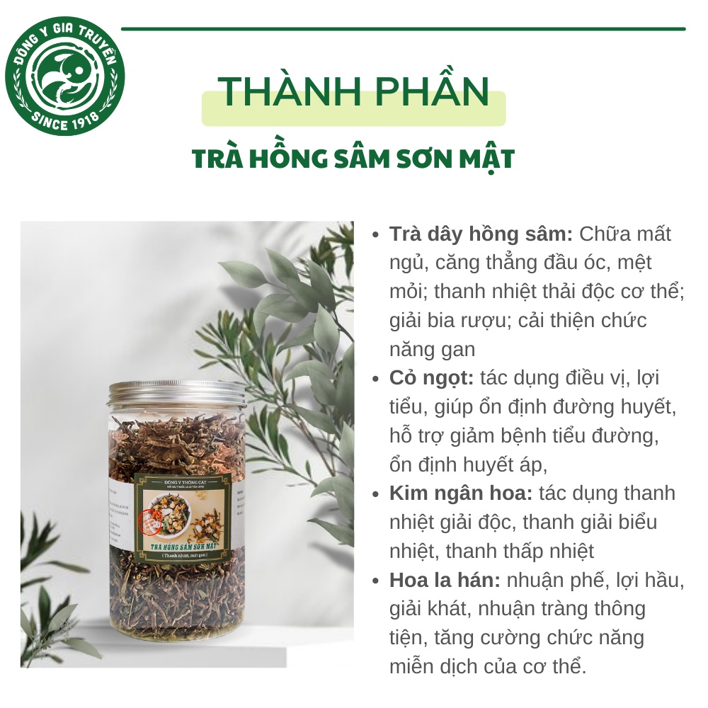 Trà hoa sơn mật hồng sâm Đông y gia truyền Thông Cát- Thanh nhiệt, giải đọc, mát gan, tiêu đờm hiệu quả