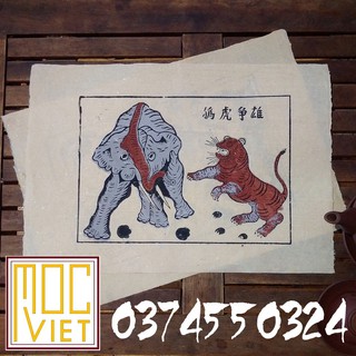 Tranh Đông Hồ Hổ đấu voi
