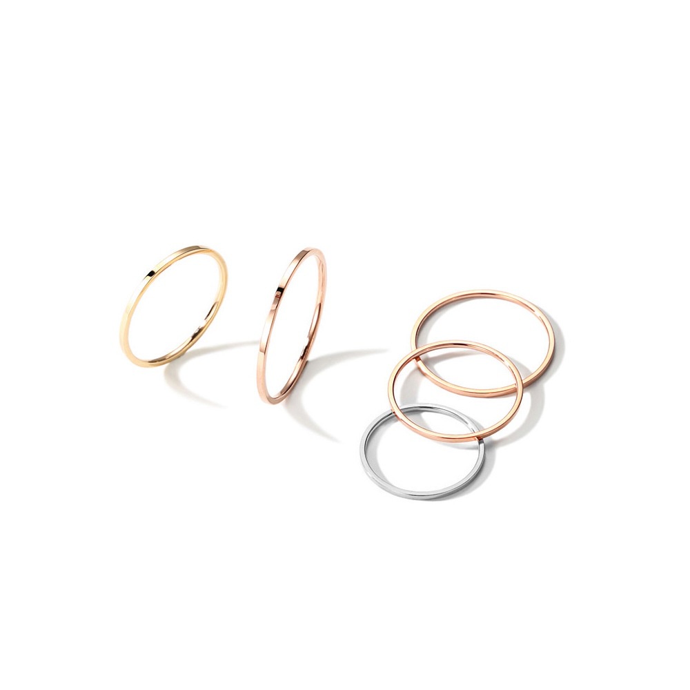 Nhẫn Thép Titan Mạ Vàng 18k Thiết Kế Đơn Giản Phong Cách Hàn Quốc