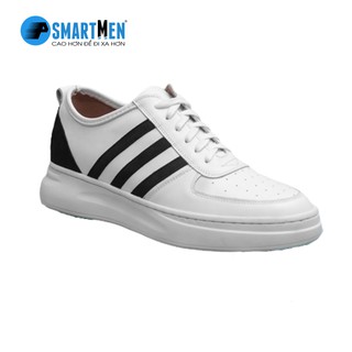 Giày thể thao da bò SMARTMEN tăng chiều cao màu trắng SMART-08T