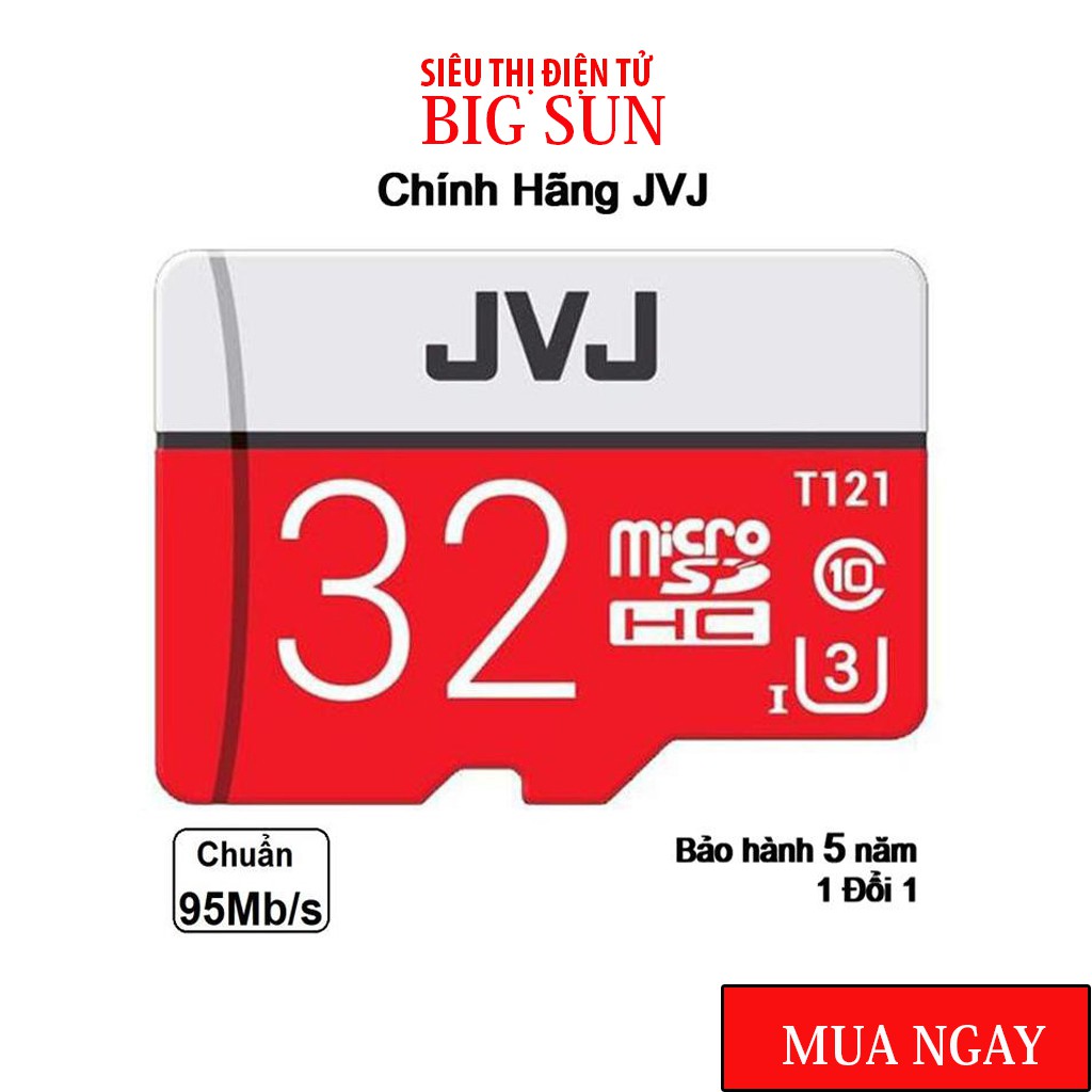 Thẻ nhớ 32Gb JVJ Pro U3 Class 10 ✨CHÍNH HÃNG –Thẻ nhớ chuyên dụng cho CAMERA tốc độ cao, camera hành trình, điện thoaị