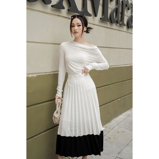 Chân váy xếp ly trắng gấu đen bohee cv29