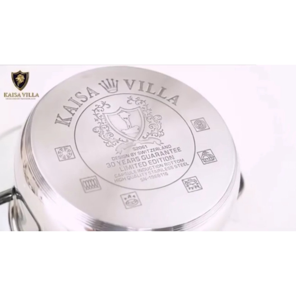 Bộ Nồi Cao Cấp 6 Món 12 Chi Tiết Kaisa Villa KV-6618 (Dùng Cho Mọi Loại Bếp)- Hàng Chính Hãng