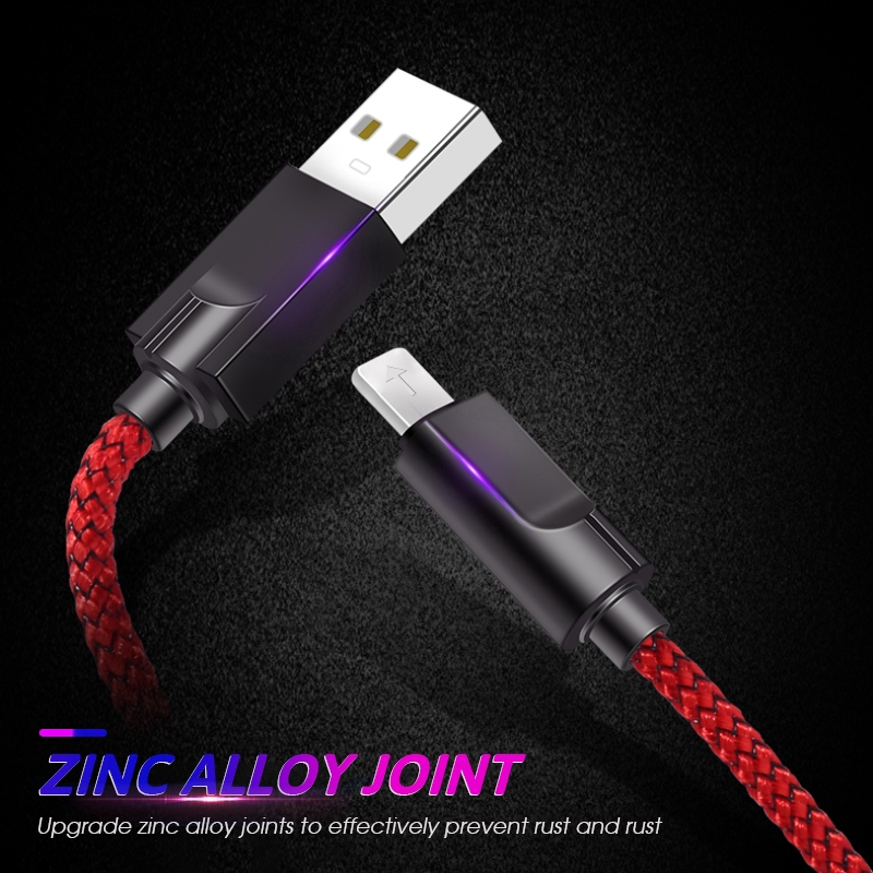 Cáp sạc pin nhanh dây nylon dài 1m cổng kết nối Micro USB Type-C Lightning cho các loại điện thoại