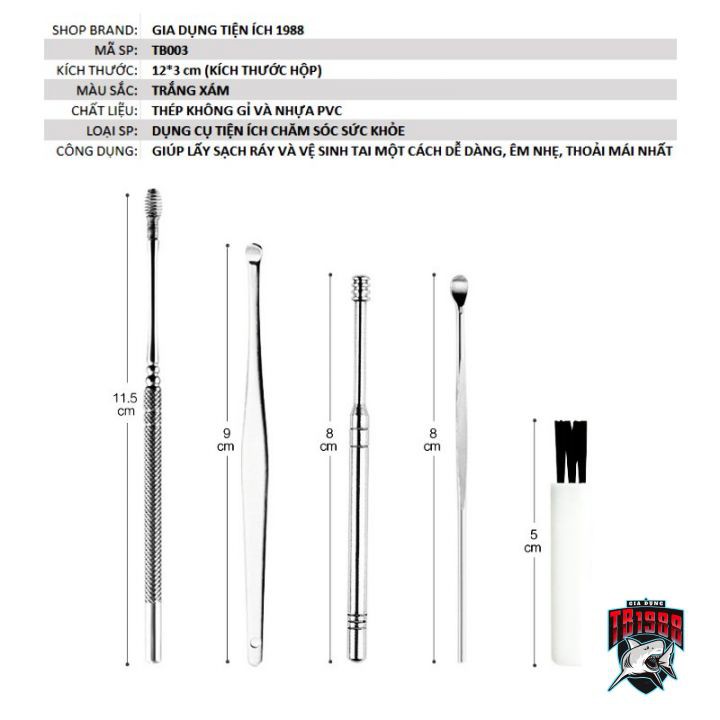Dụng Cụ Lấy Ráy Tai 6 Món Trong 1 Thiết Kế Thông Minh, Tiện Lợi TB003