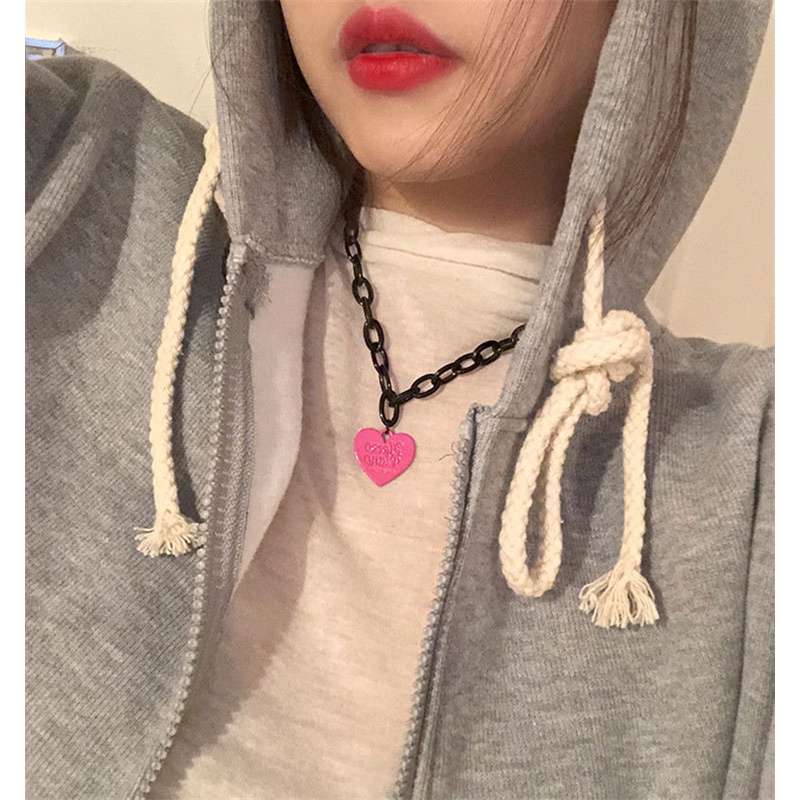 Vòng cổ nữ mặt hình trái tim bằng nhựa thời trang phong cách hip hop