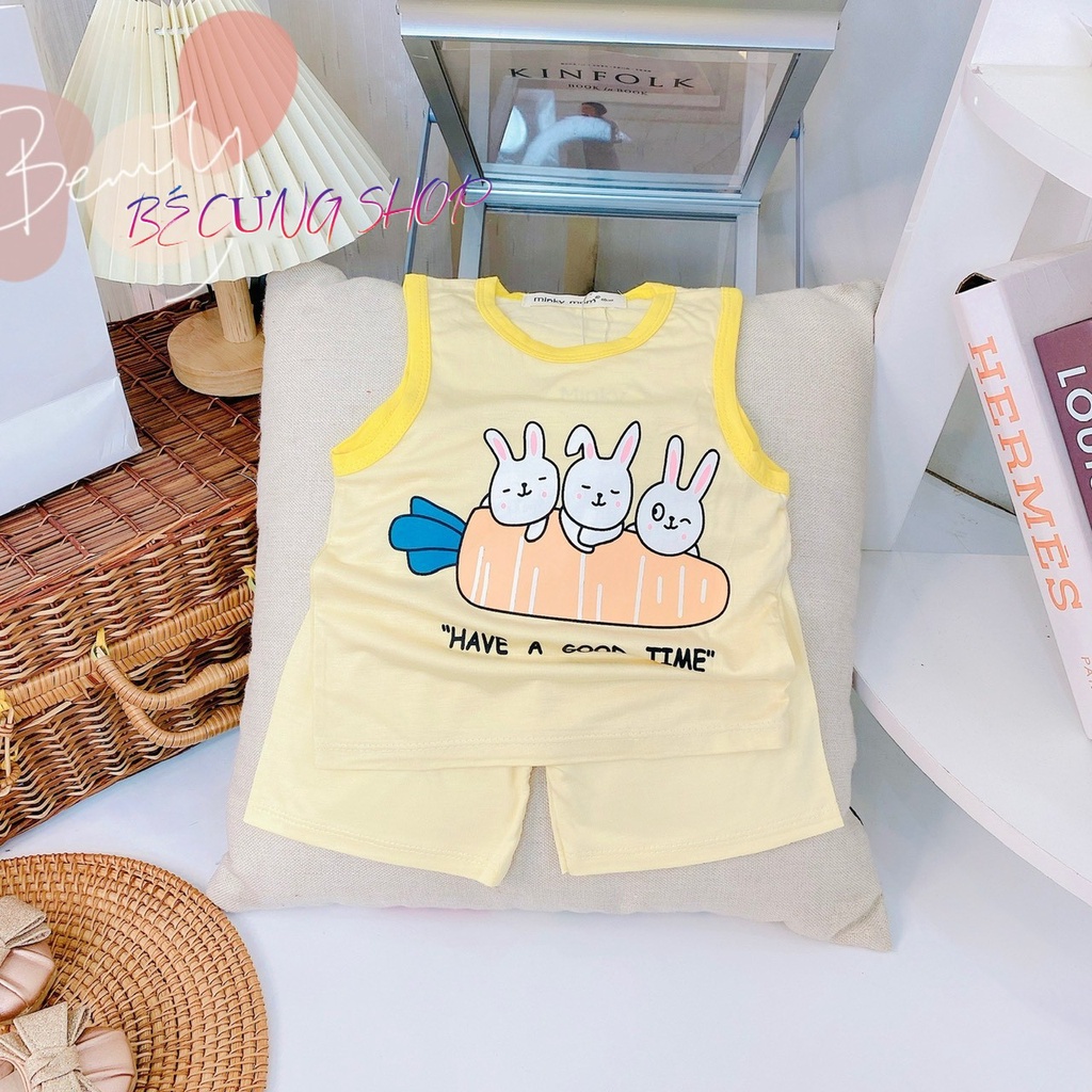 Bộ Ba Lỗ THUN LẠNH MINKYMOM, họa tiết động vật dễ thương cho bé từ 7 - 20kg
