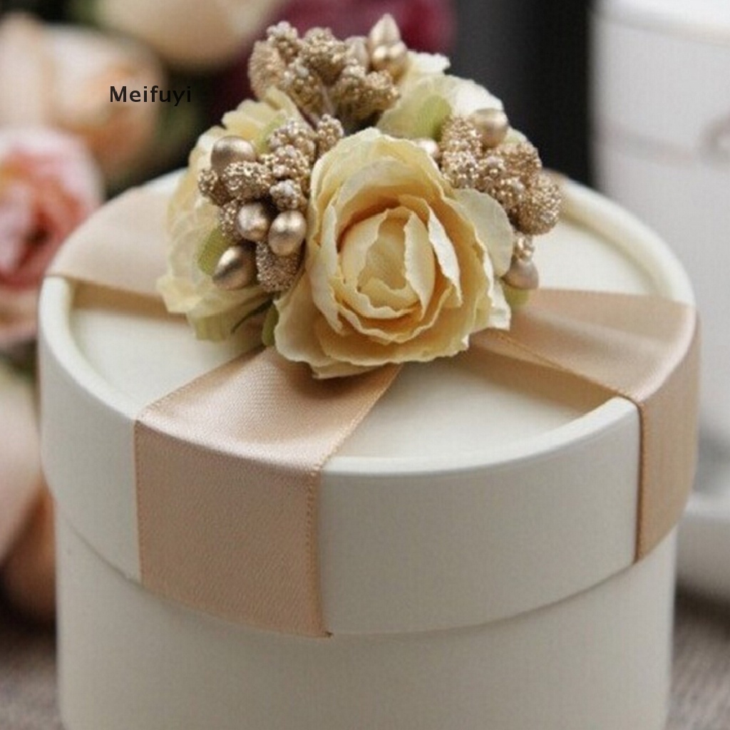 Bộ 12 bông hoa giả mini bằng lụa dùng trang trí hộp quà DIY VN439