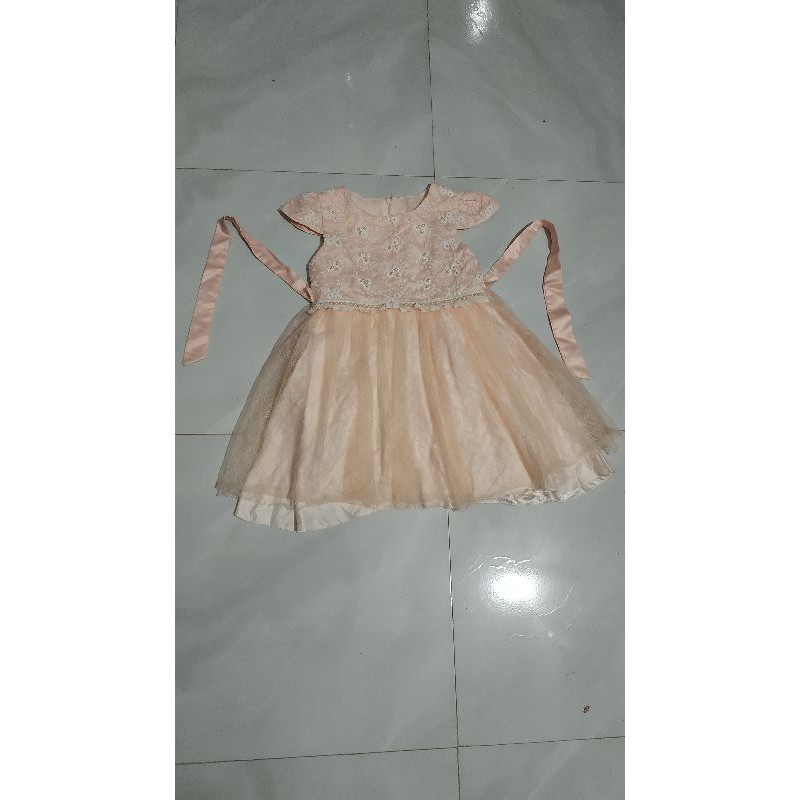Váy đầm công chúa màu hồng cam đồng giá