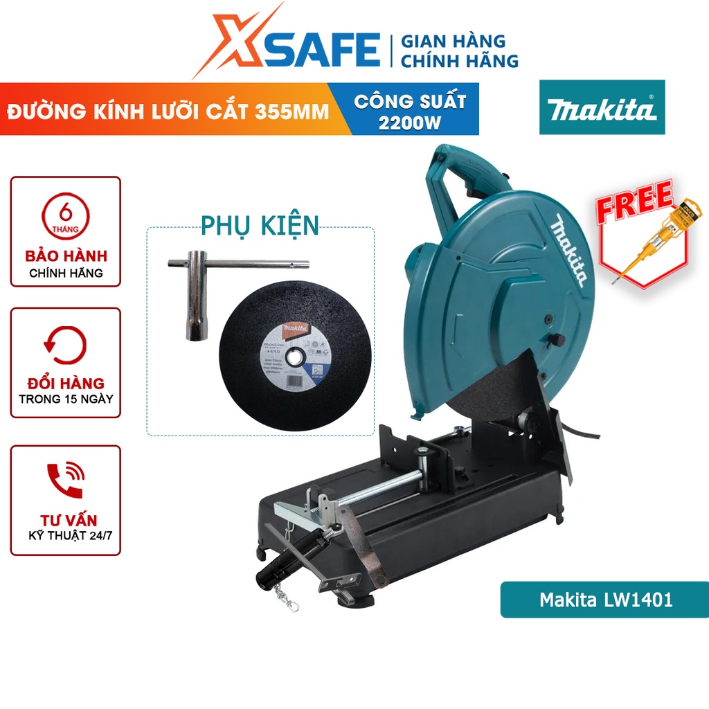 Máy cắt sắt MAKITA LW1401 công suất 2200W, đường kính đá cắt 355mm, tốc độ không tải 3800rpm - chính hãng - xsafe