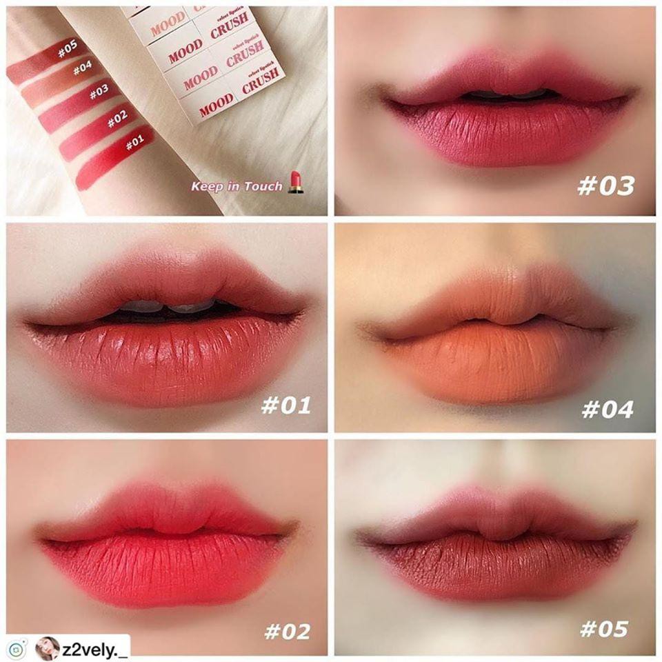 Son Thỏi Chứa Dầu Gan Cá Mập Keep In Touch Mood Crush Velvet Lipstick (5 x 3.5G)