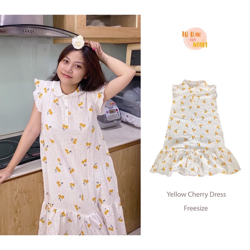 Đầm ngủ nữ váy ngủ tay cánh tiên vải xô muslin siêu mát