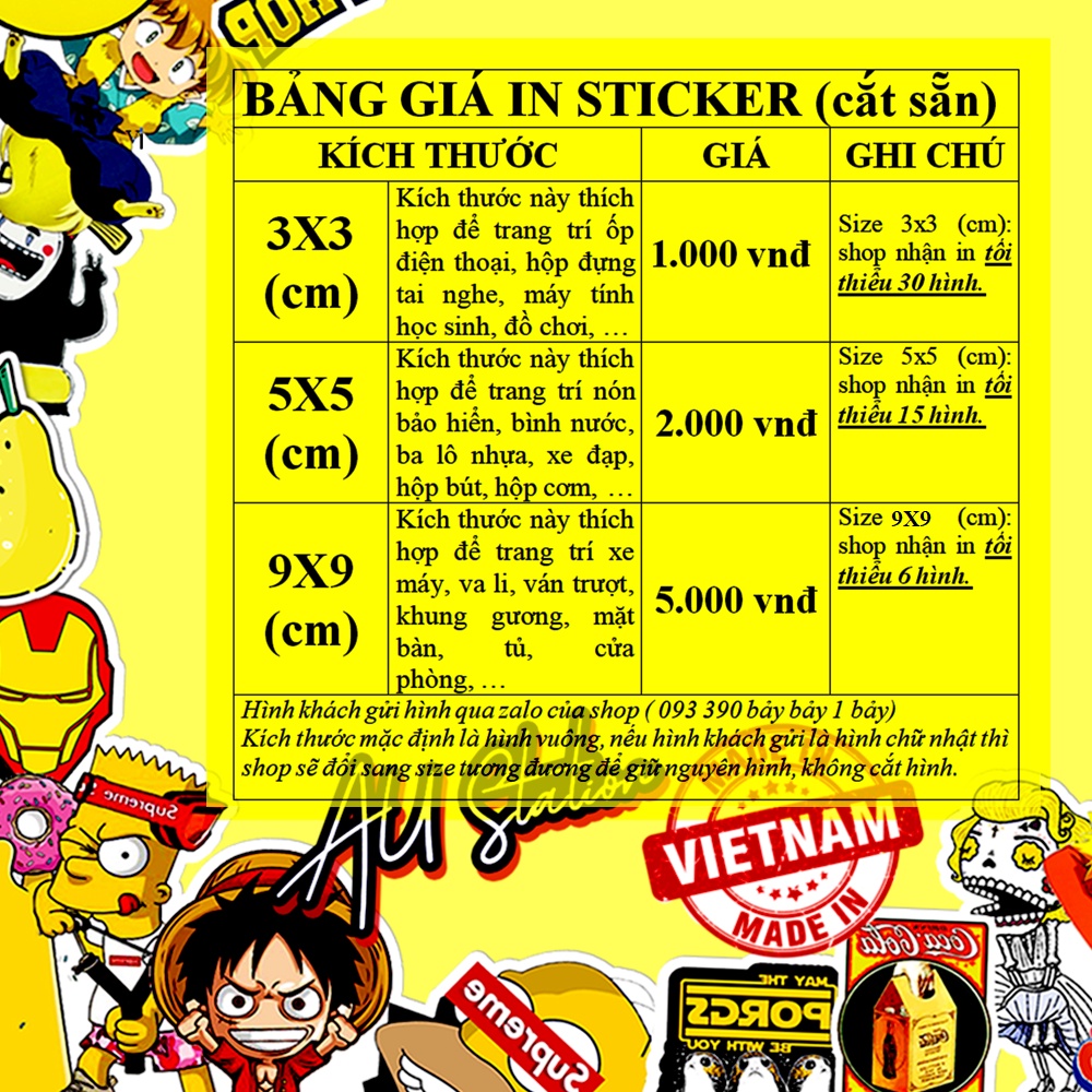 IN STICKER NHỰA PVC  THEO YÊU CẦU