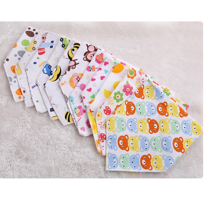 Set 5 Khăn Yếm Tam Giác 100%cotton có cúc bấm cho bé