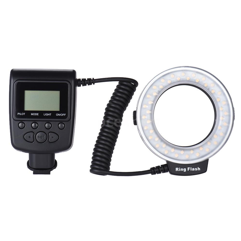 PCER◆ Andoer RF-550D Macro 48 LED Ring Flash Light LCD Display Power Control for Canon Nikon Pentax