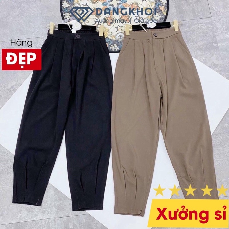 Quần baggy tây nữ bo gấu khéo khoá
