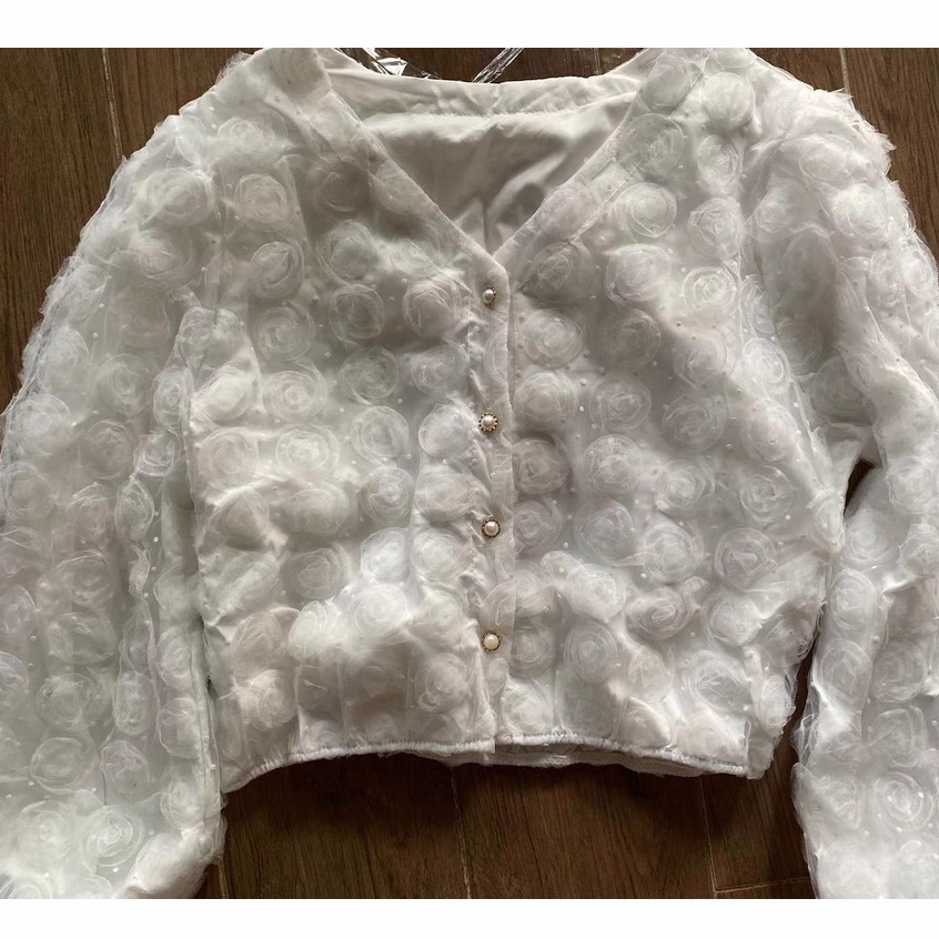 Áo Sơ Mi Dài Tay Cổ Chữ v Thiết Kế Mới Ngọt Ngào Thời Trang