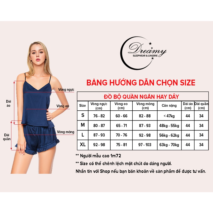 Đồ ngủ mặc nhà nữ quần short bèo nhúng áo 2 dây DREAMY DN02