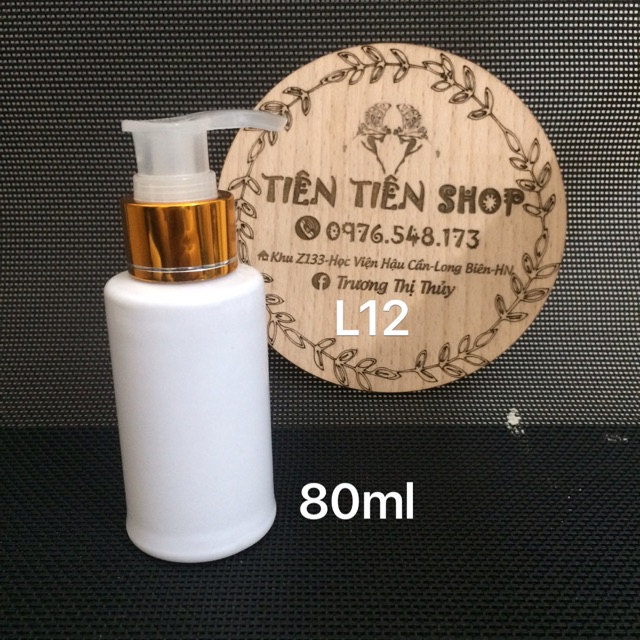 Chai nhựa trắng 80ml vòi ấn vàng