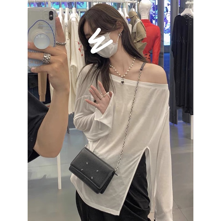 [Bigsize 55-100kg] Áo sơ mi sẻ tà và và chân váy nhún xẻ sườn