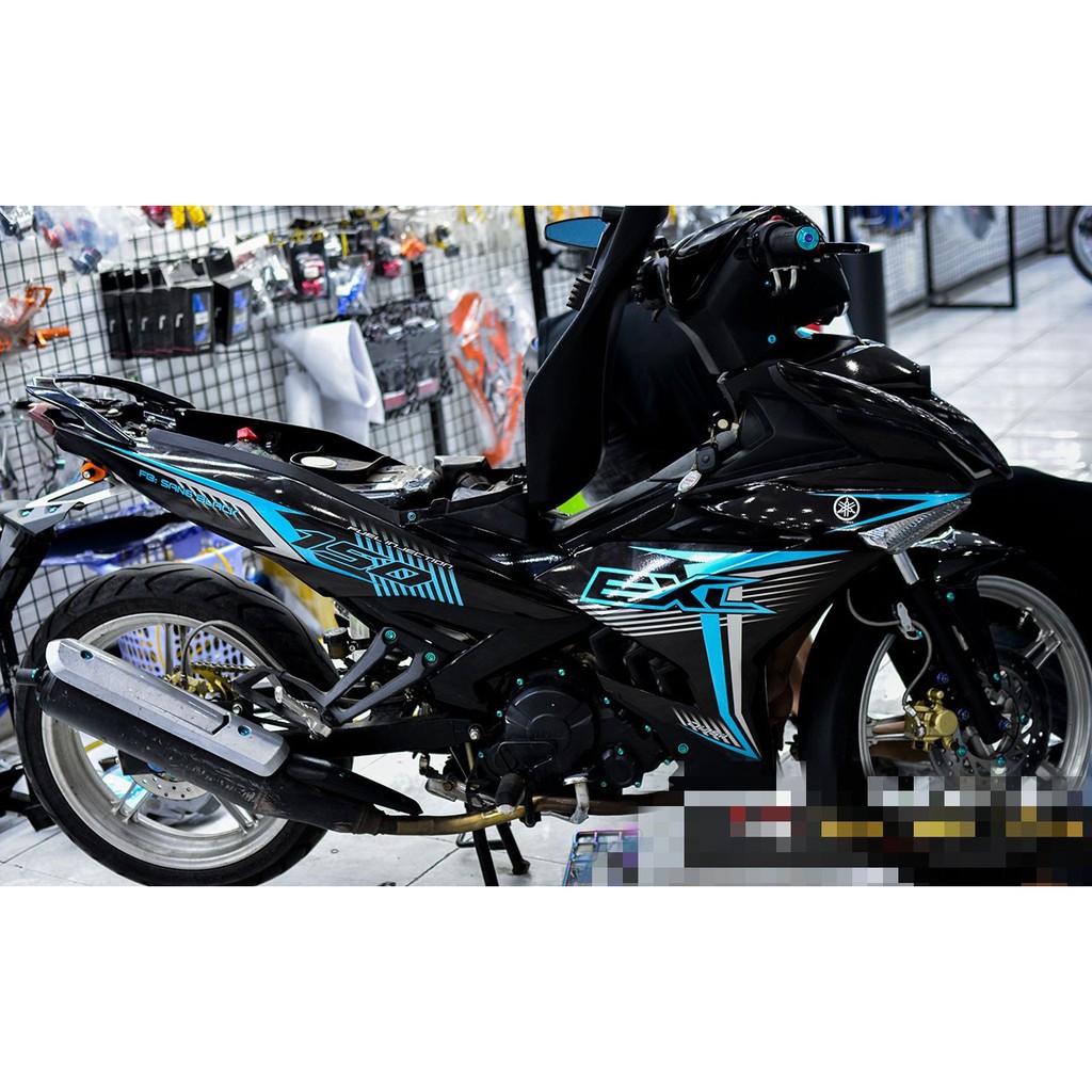 Tem trùm exciter 150, tem rời exciter 150 exc xanh dương đen màng bóng