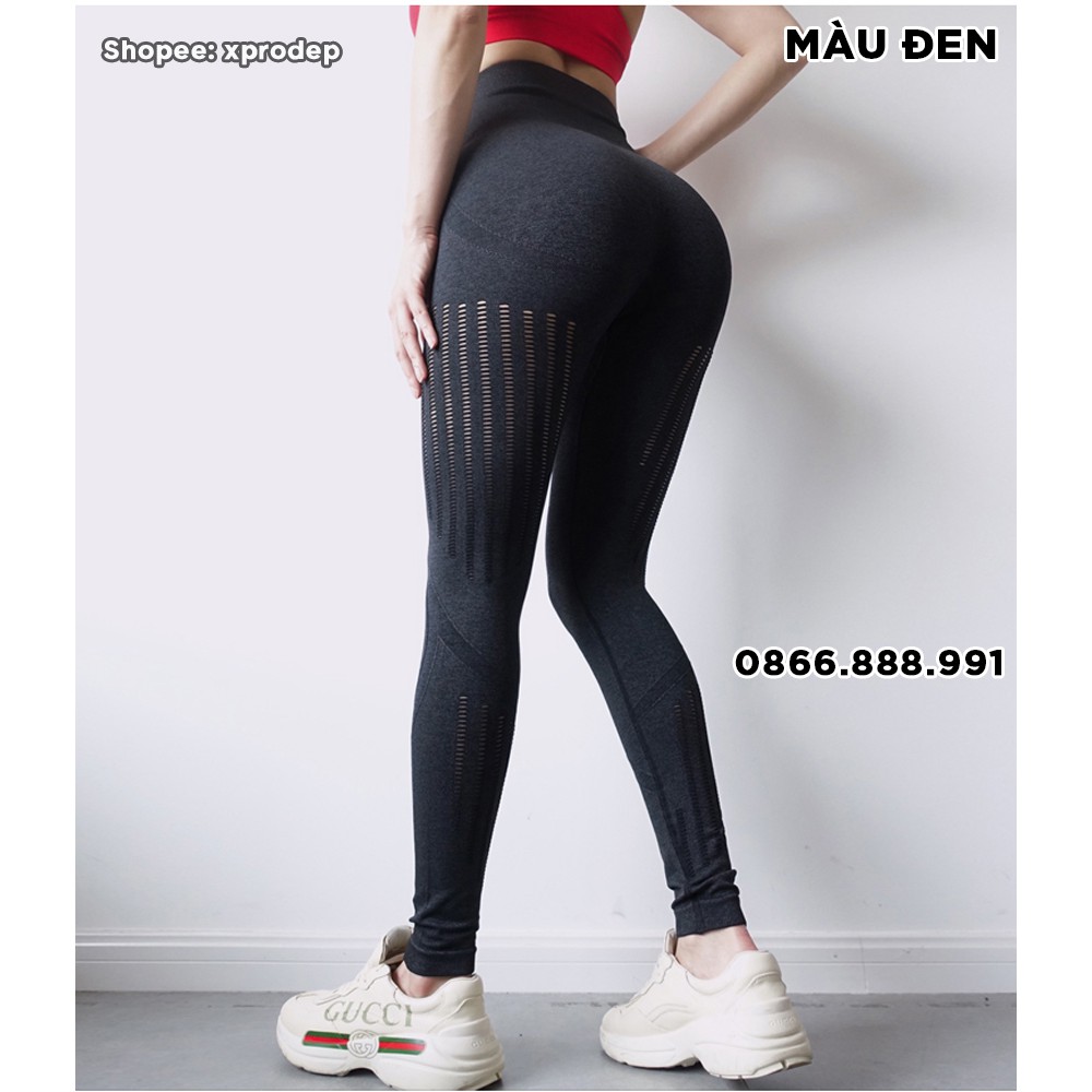 Quần tập gym yoga nữ QD07 dáng dài legging chất dệt cạp cao nâng mông tôn dáng