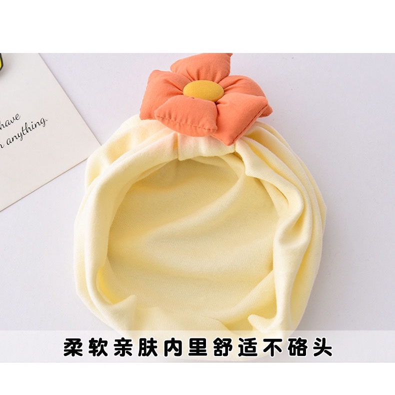 Mũ Trùm Đầu Vải Cotton Mềm Đính Hoa Dễ Thương Cho Bé Gái