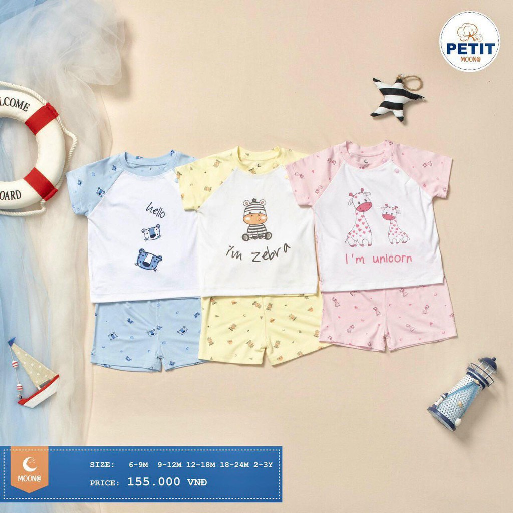 Bộ quần áo cộc tay Moon Petit (Sz 9m-3y)