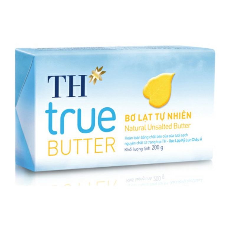 Bơ Lạt Th True Milk 200G - bơ lạt tự nhiên th true butter nguyên khối nhạt làm bánh bông lan kẹo nougat nấu ăn
