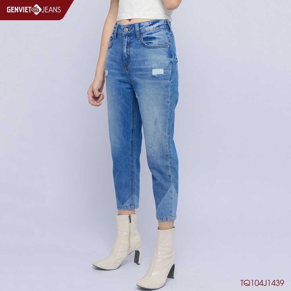 [Mã FASHIONMALLT4 giảm 15% đơn 150k] Quần dài jeans Nữ TQ104J1439 GENVIET JEANS