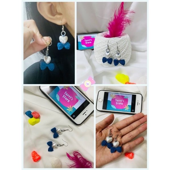 Earrings - Bông tai Handmade thủ công nhiều mẫu làm bằng len sợi - Tone màu Xanh Blue