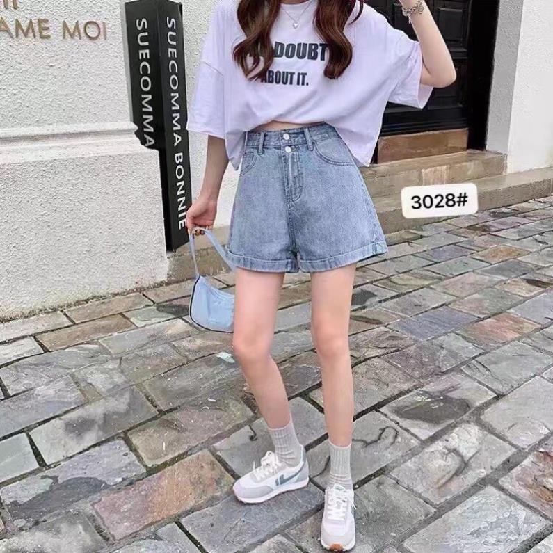 Quần sooc bò jean nữ cạp cao shorts jeans Quảng Châu phong cách Hàn Quốc sành điệu style năm 2021