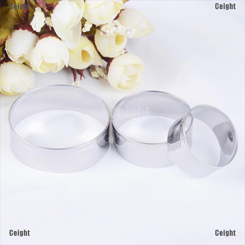 Bộ 3 khuôn cắt bánh quy hình tròn bằng thép không gỉ