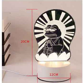 Đèn ngủ LED 3D phát sáng ếch xanh Pepe mặc áo phật dành cho vozer