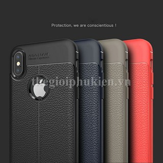 Ốp lưng iPhone X silicon giả da, chống sốc Auto Focus
