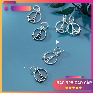 Charm bạc hình tròn chứa tháp treo