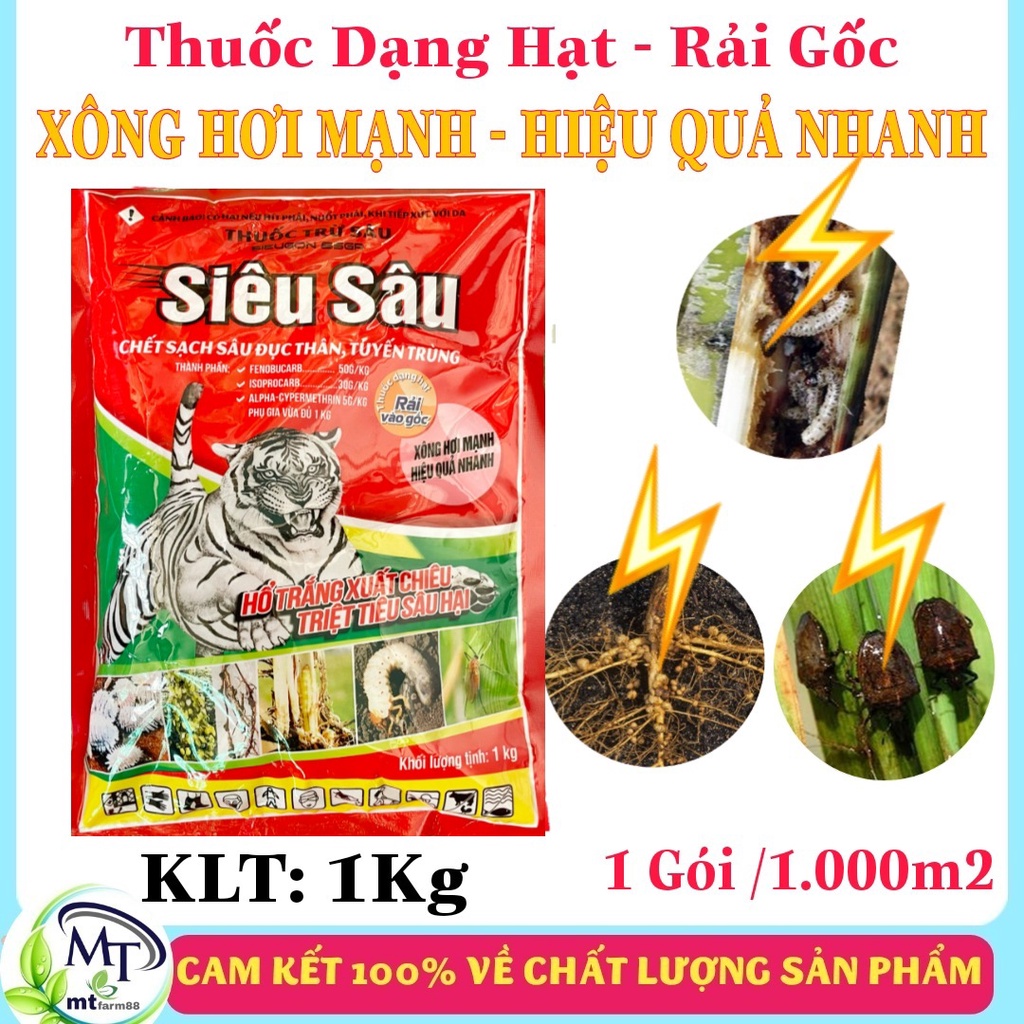 Thuốc rải gốc - trừ tuyến trùng - sâu đục thân - rệp - bọ xít - dạng hạt - xông hơi mạnh - hiệu quả nhanh - gói 1kg