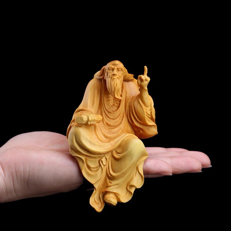 Tượng gỗ : Lão Tử Vấn Thiên cao: 10cm-ngang: 4.5cm.