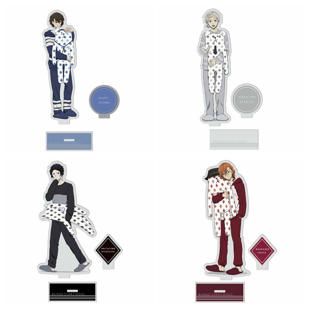 Mô Hình Standee BUNGOU STRAY DOGS ver ĐỒ NGỦ ÔM GẤU tượng acrylic anime Văn Hào Lưu Lạc mica chibi trang trí