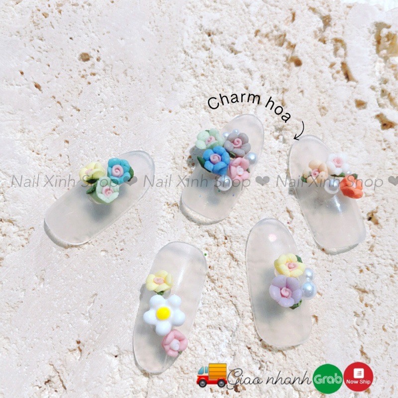 Túi mix đá nail,hoa,châu hạt,charm... phong cách Nhật, phụ kiên nail cao cấp, phụ kiện nail hot