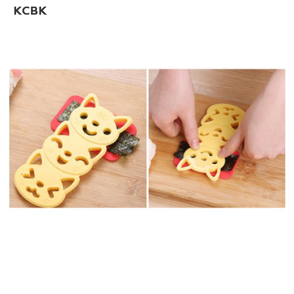 1 Bộ Khuôn Cắt Cơm Nắm Hình Mèo Cười Dễ Thương
