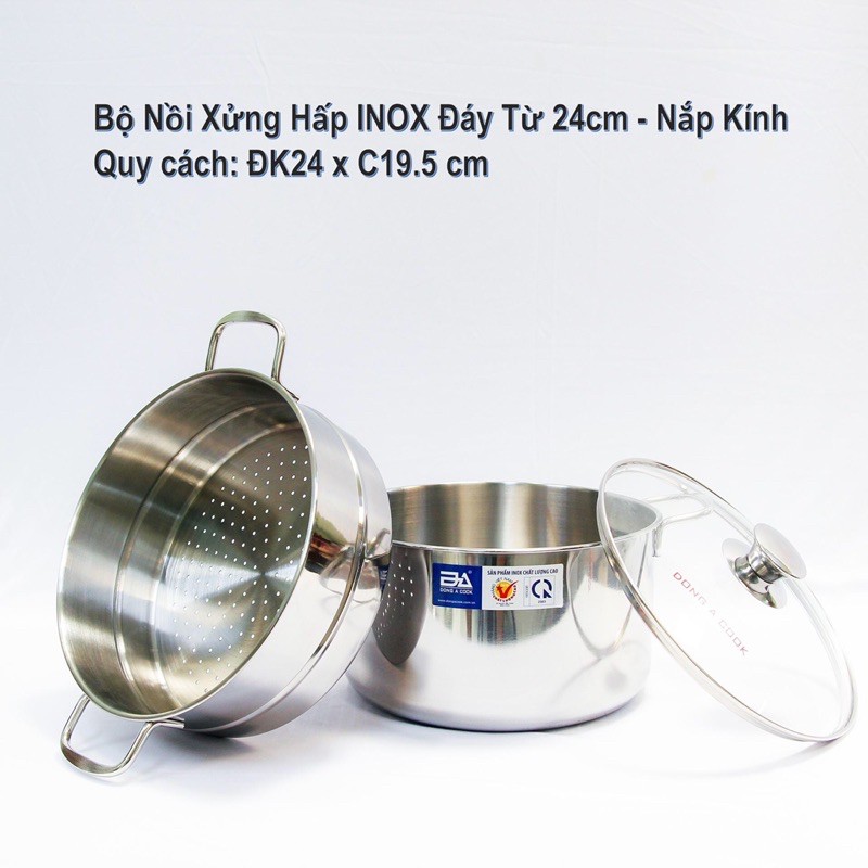 Bộ Nồi xửng hấp Inox 28cm Đông Á cao cấp (cam kết chính hãng)